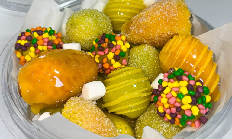 Süßigkeiten-Produkte der Firma, bei der mein Sohn seine neue Arbeitsstelle antreten wird.