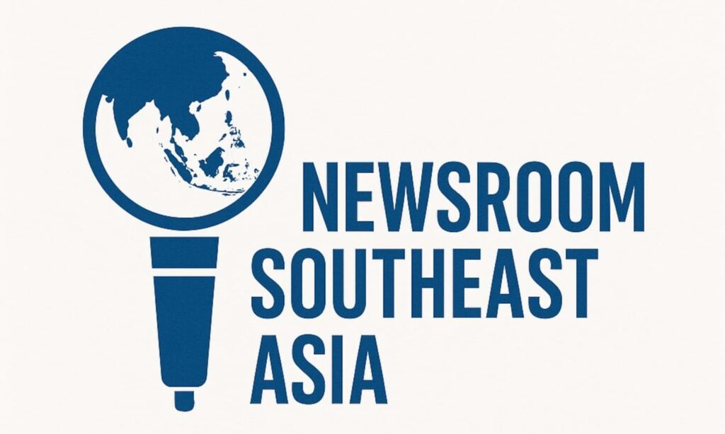 Das Logo der Firma "Newsroom Southeast Asia" in Phnom Penh, Kambodscha.