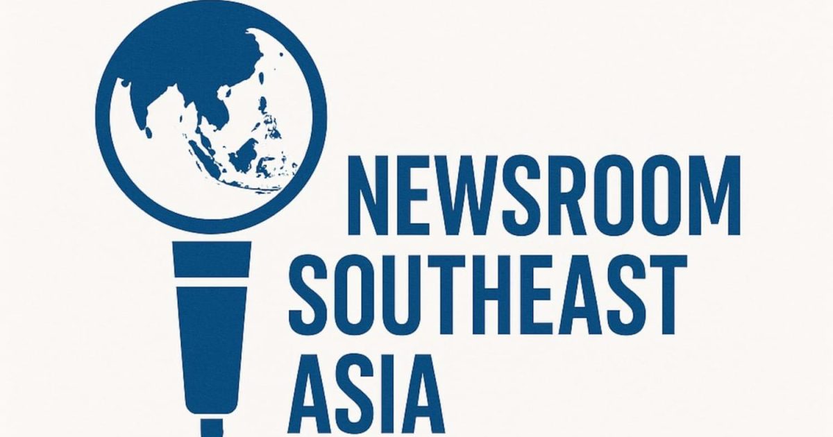 Das Logo der Firma "Newsroom Southeast Asia" in Phnom Penh, Kambodscha.